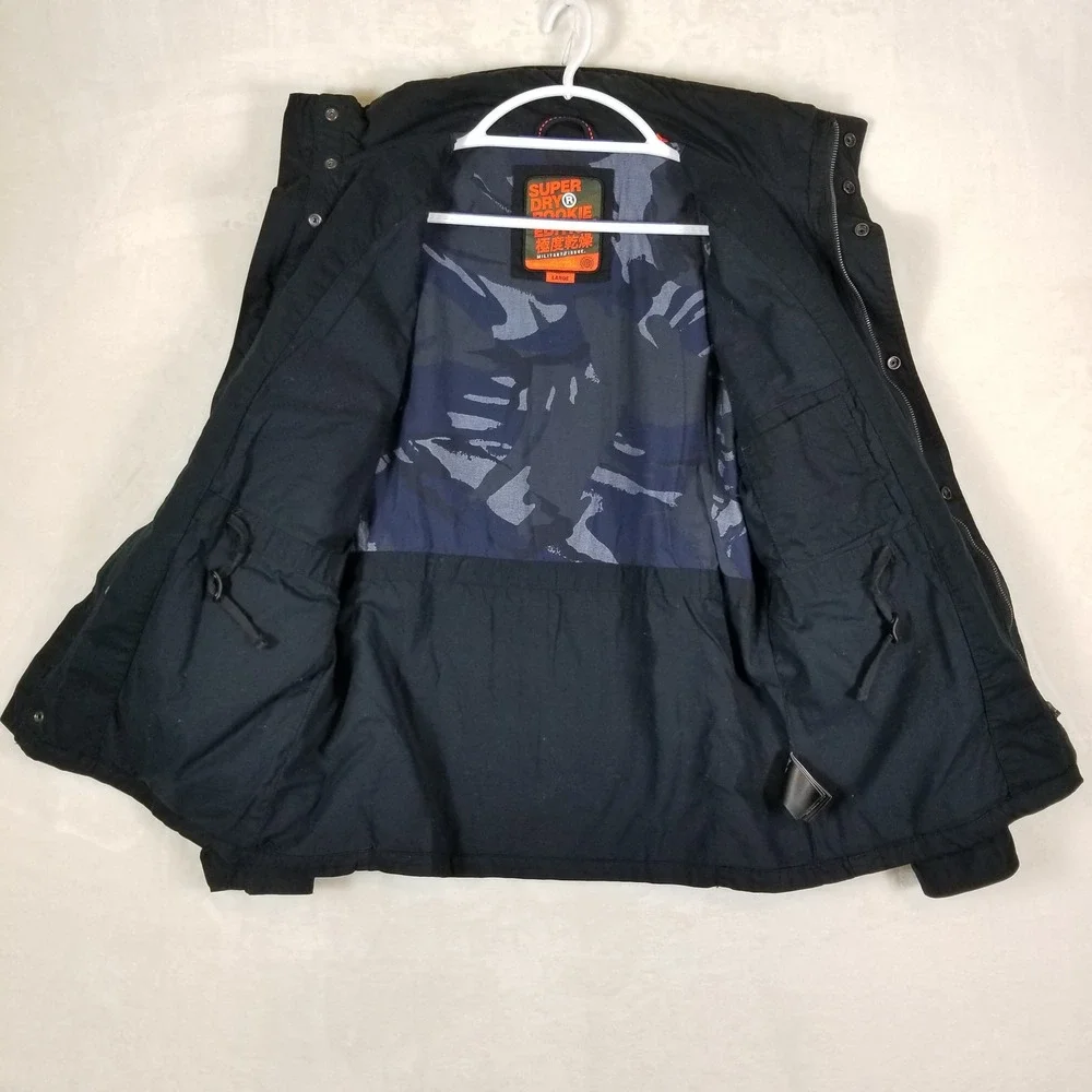 Superdry Field Jacket Men Large Black Rookie Edition Military M5010233A